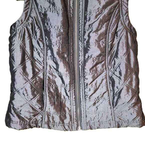 Westbound padded vest Women's small Silver gray pockets zipper Fall winter shiny - Picture 4 of 12